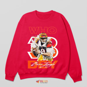 Joe Burrow Origin of Who Dey Red Sweatshirt