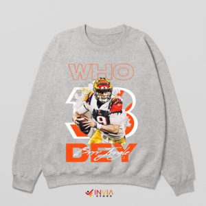 Joe Burrow Origin of Who Dey Sport Grey Sweatshirt