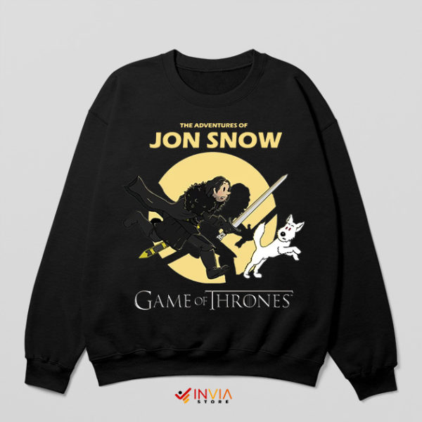 Jon Snow Series Adventures of Tintin Black Sweatshirt