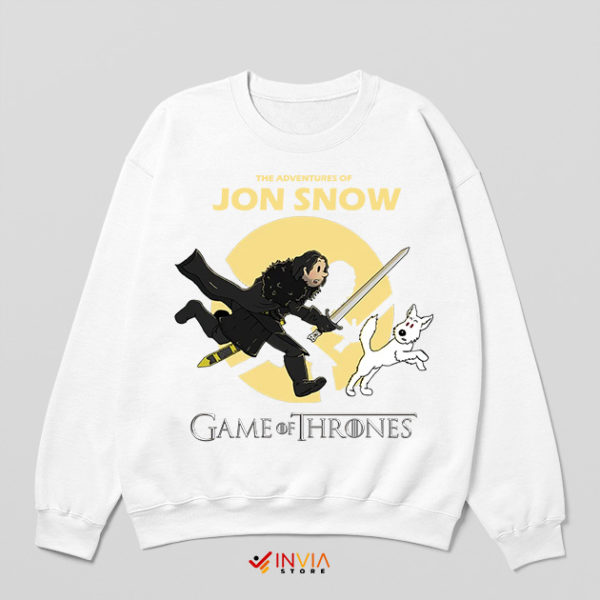 Jon Snow Series Adventures of Tintin White Sweatshirt