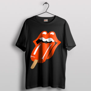Lollipop Tongue and lips Rolling Stone Black T-Shirt