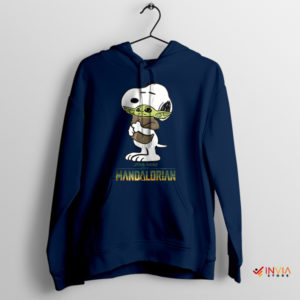 Mandalorian Baby Yoda With Snoopy Navy Hoodie