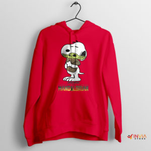 Mandalorian Baby Yoda With Snoopy Red Hoodie