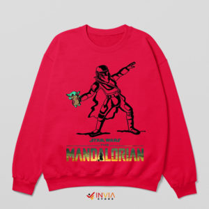 Mando Grogu Fanart Flower Thrower Red Sweatshirt