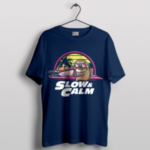 Meme Sloth Slow and Furious Animal Navy T-Shirt