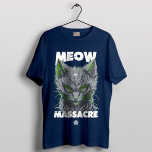 Meow the Cat Massacre Halloween Navy T-Shirt