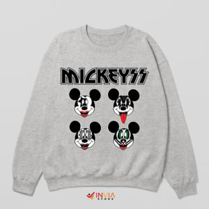 Mickey Face Kiss Band Cartoon Sport Grey Sweatshirt