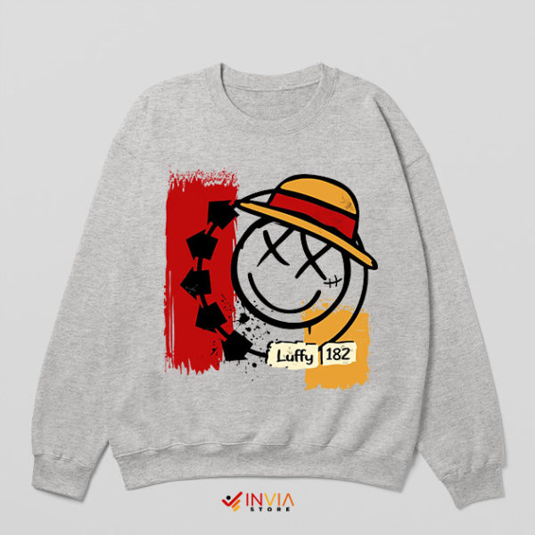 Monkey D. Luffy x Blink 182 Parody Sport Grey Sweatshirt