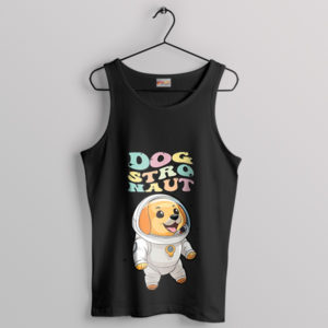 NASA Astronaut Pug Puppies Face Black Tank Top