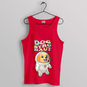 NASA Astronaut Pug Puppies Face Red Tank Top