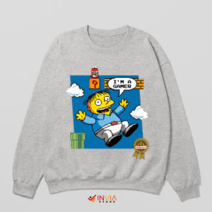 NES Mario Bros Ralph Wiggum Helping Sport Grey Sweatshirt