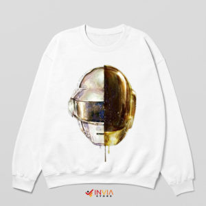 Nebula Daft Punk Helmet Graphic White Sweatshirt