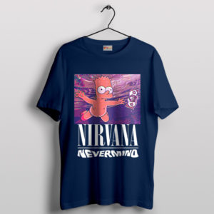 Nevermind Cover Art Meets Bart Simpson Navy T-Shirt