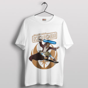 Obi Wan Kenobi Lightsaber Skateboard White T-Shirt