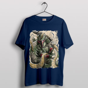 Paint Art Samurai Boba Fett Armor Navy T-Shirt