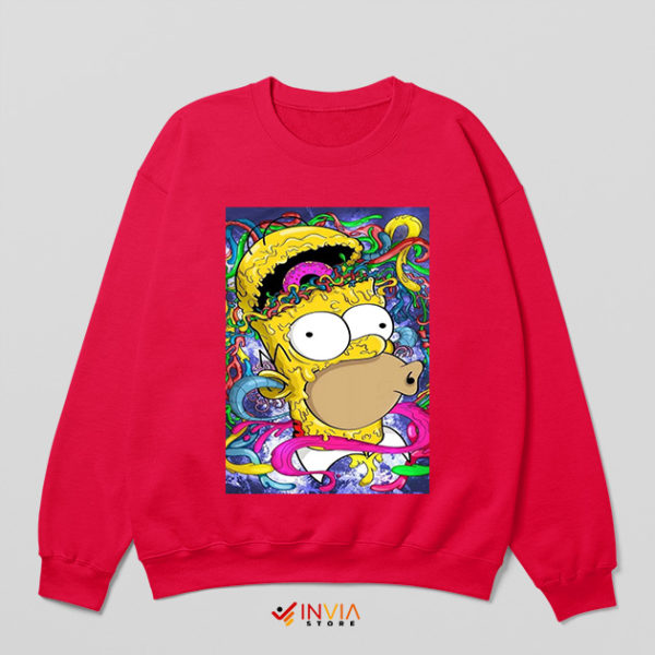 Pop Art Style Homer Head Donut Red Sweatshirt