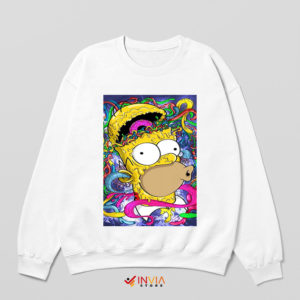 Pop Art Style Homer Head Donut White Sweatshirt