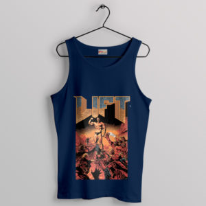 Poster Art Doom Games Arnold Gym Navy Tank Top