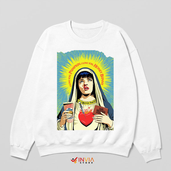 Pulp Fiction Mrs Wallace Saint Jesus White Sweatshirt