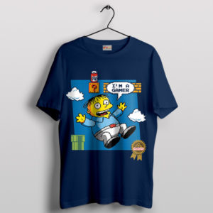 Ralph Wiggum Mario Bros 3 Game Over Navy T-Shirt