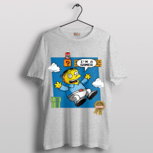 Ralph Wiggum Mario Bros 3 Game Over Sport Grey T-Shirt