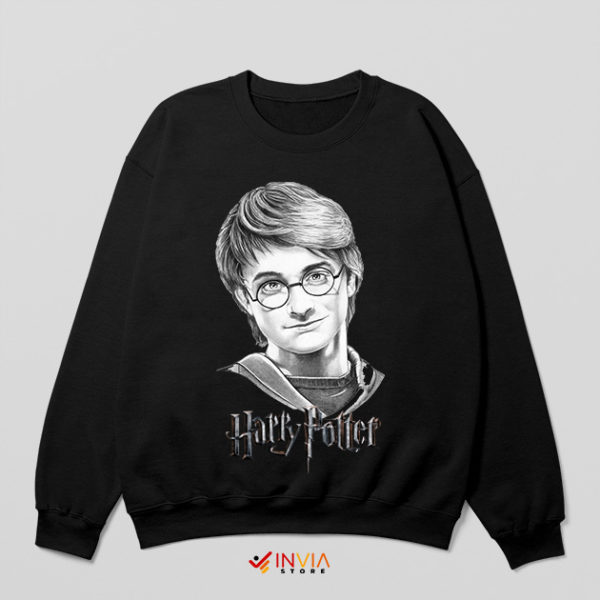 Realistic Harry Potter Drawing Black Sweatshirt