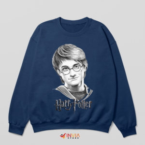 Realistic Harry Potter Drawing Navy Sweatshirt