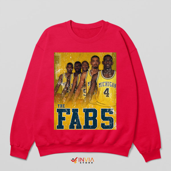 Retro Fab 5 Basketball Merch Red Sweatshirt