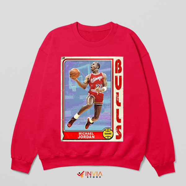 Retro Jordan Bulls Basketball Card Red Sweatshirt