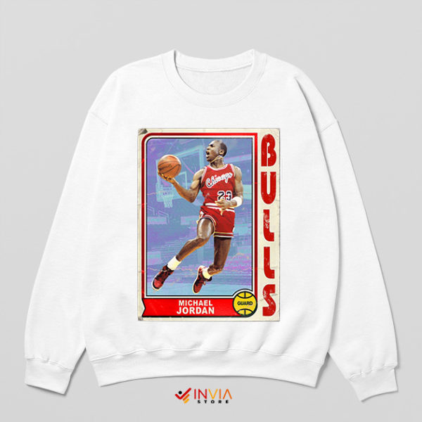 Retro Jordan Bulls Basketball Card White Sweatshirt