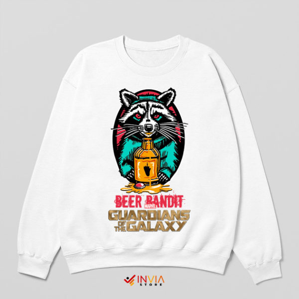 Rocket Raccoon Marvel Beer Pandit White Sweatshirt