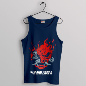 Samurai Mask Cyberpunk 2077 Graphic Navy Tank Top