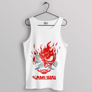 Samurai Mask Cyberpunk 2077 Graphic White Tank Top