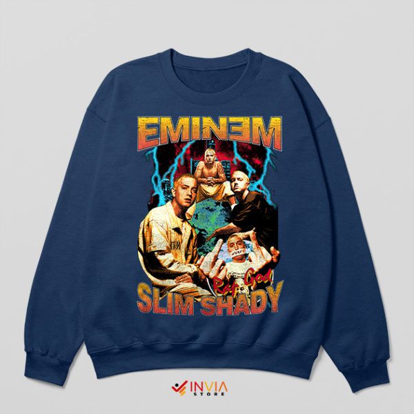 Slim Shady Vintage Graphic Eminem Navy Sweatshirt