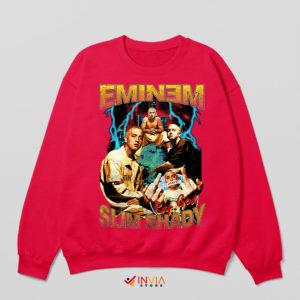 Slim Shady Vintage Graphic Eminem Red Sweatshirt