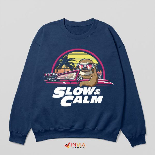 Slow and Furious Sloth Funny Navy Sweatshirt