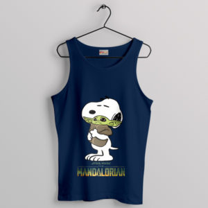 Star Wars Baby Yoda With Snoopy Navy Tank Top