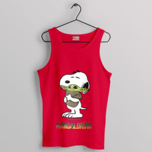 Star Wars Baby Yoda With Snoopy Red Tank Top