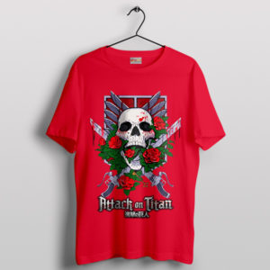 Sugar Skull Rose Attack on Titan Red T-Shirt