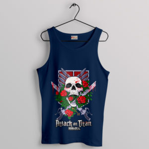 Symbol Skull Rose Attack on Titan Navy Tank Top