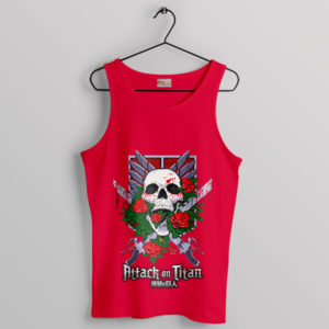 Symbol Skull Rose Attack on Titan Red Tank Top