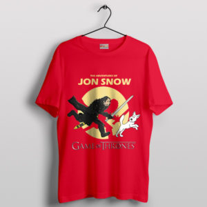 Tintin and Game of Thrones Jon Snow Red T-Shirt