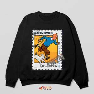 Tintin in America Classic Stamp Black Sweatshirt