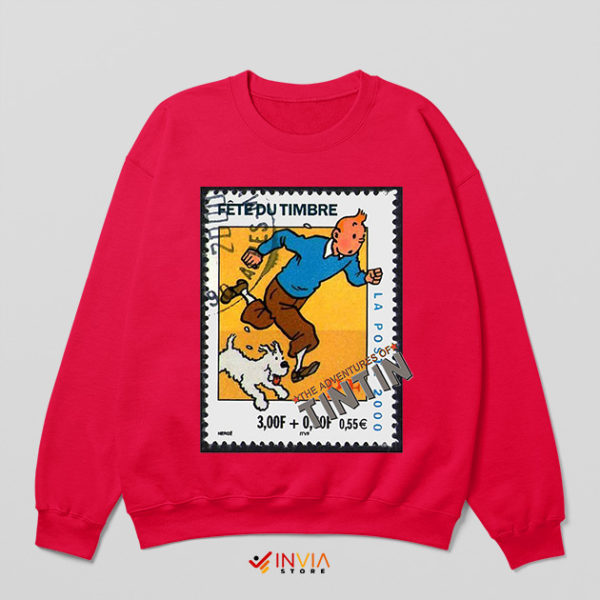 Tintin in America Classic Stamp Red Sweatshirt