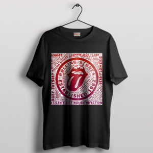 Tongue Lips Rolling Stones Collage Songs Black T-Shirt