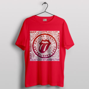 Tongue Lips Rolling Stones Collage Songs Red T-Shirt