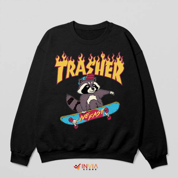 Trash Animals Habits Skateboarding Black Sweatshirt