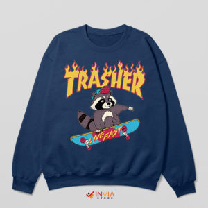 Trash Animals Habits Skateboarding Navy Sweatshirt