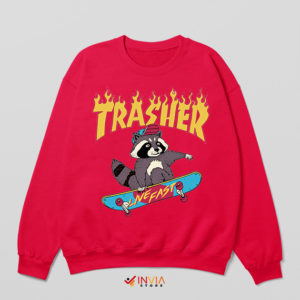 Trash Animals Habits Skateboarding Red Sweatshirt