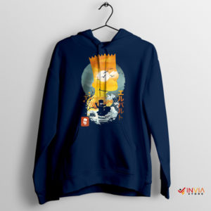 Ukiyo-E Art Inspired by Bart Simpson Navy Hoodie